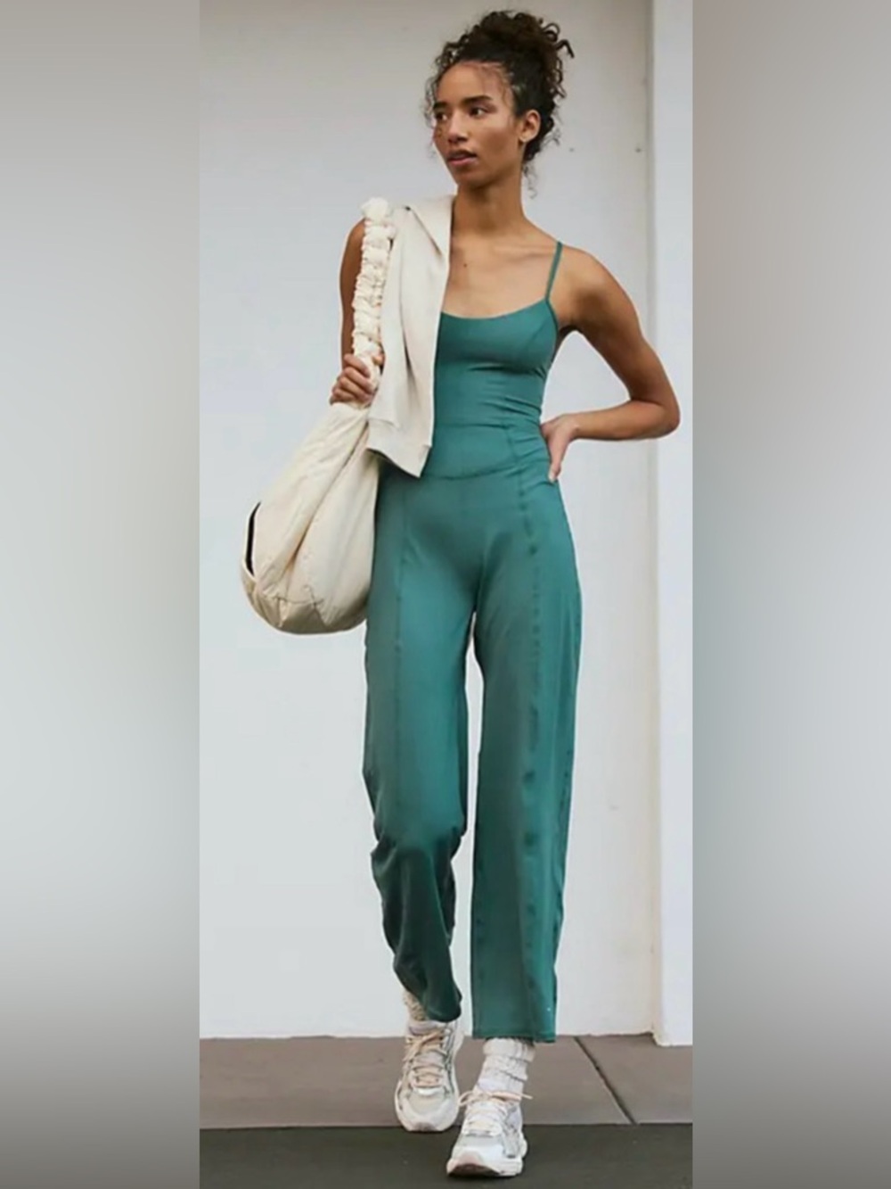 New! Free People Movement Up at Night Onsie Wide-Leg in Midnight Jade XS